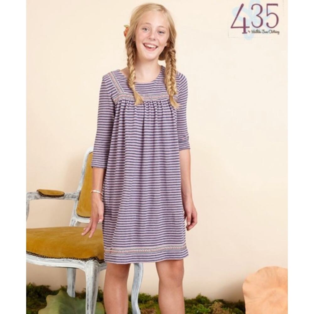 Matilda Jane 435 Purple Stripe Stuff & Nonsense Knit Midi Sheath Dress Size 12